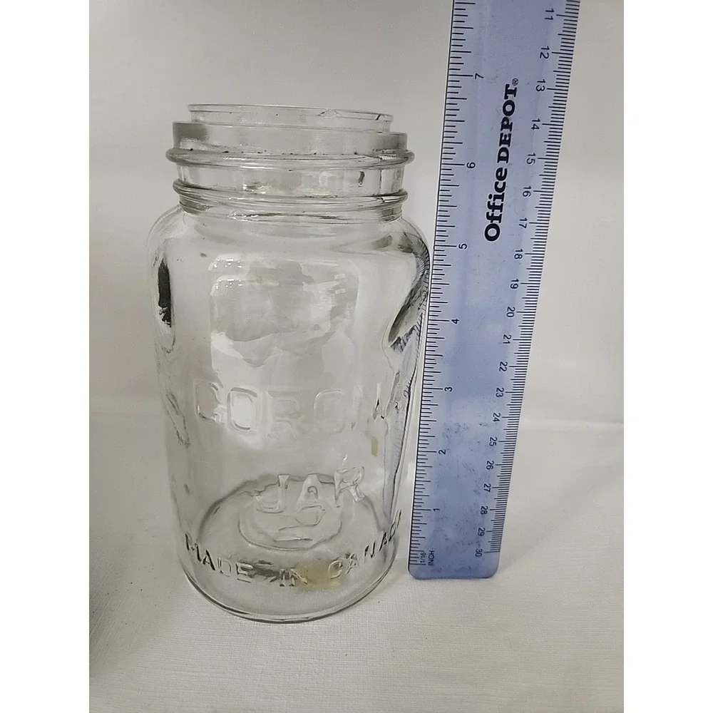 Vintage Corona Jar Made in Canada Clear Glass Antique‎ Canning Jar with Zinc Lid